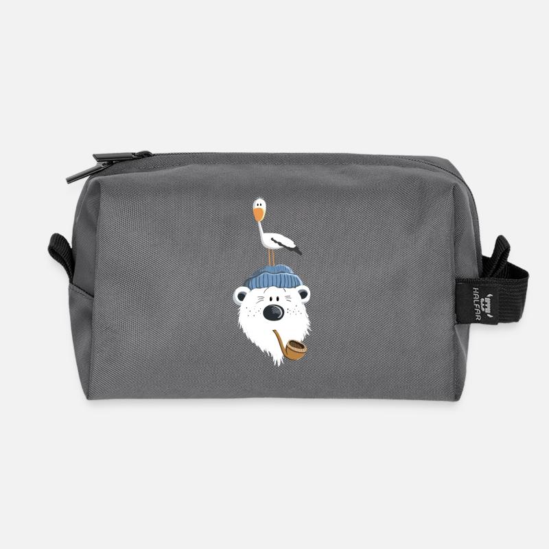 Bär mit Möwe - Recycelte Kulturtasche - Anthrazit