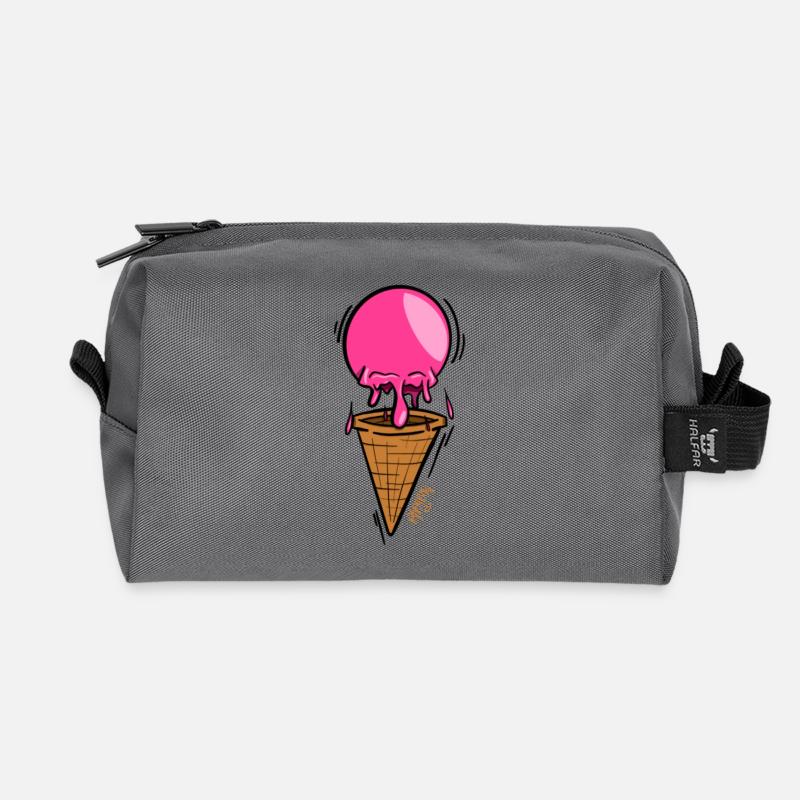Rosa schmelzendes Eis am Waffelkegel - Recycelte Kulturtasche - Anthrazit