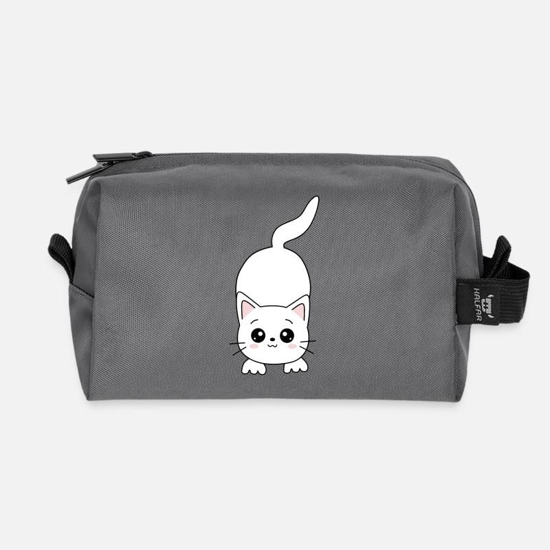 weiße Katze Katze weiß Katzen Geschenk - Recycelte Kulturtasche - Anthrazit