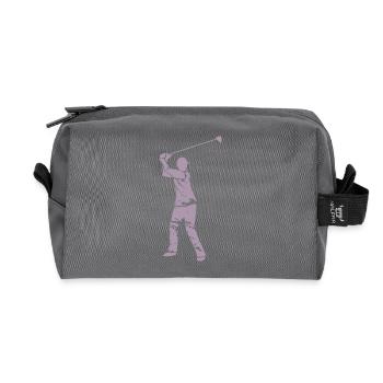 Golf Golfer Silhouette - White Grunge Design - Recycled Toiletry Zip Bag - anthracite - Front