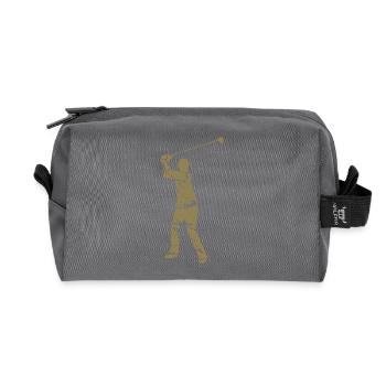 Golf Golfer Silhouette - Weißes Grunge Design - Recycelte Kulturtasche - Anthrazit - Vorne