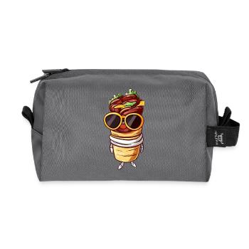 Cool Kawaii Doner Kebap with Sunglasses – - Recycled Toiletry Zip Bag - anthracite - Front