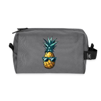 Cool pineapple with sunglasses Summer - Recycled Toiletry Zip Bag - anthracite - Front