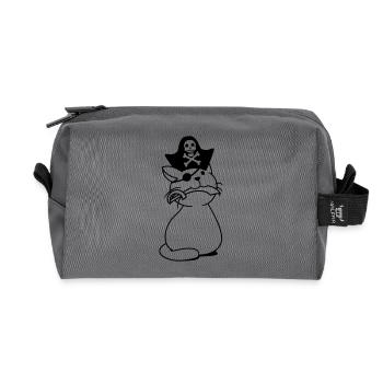 Cute Pirate Cat Buccaneer Eye Patch Hat Saber - Recycled Toiletry Zip Bag - anthracite - Front