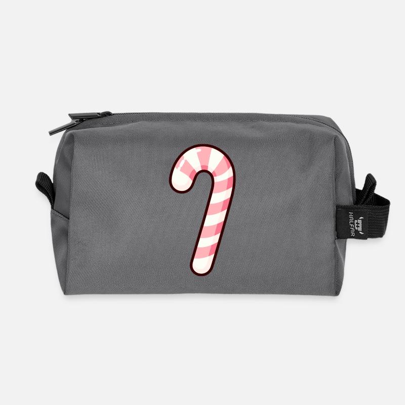 Festive Strawberry Candy Cane Design - Recycled Toiletry Zip Bag - anthracite