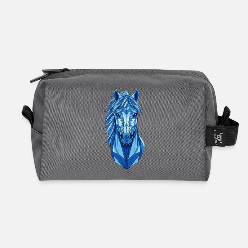 Geometrisches Blaues Pferd - Recycelte Kulturtasche - Anthrazit