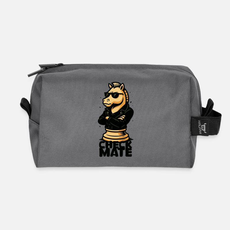 Cooler Schach-Reiter im Lederjacken-Style - Recycelte Kulturtasche - Anthrazit