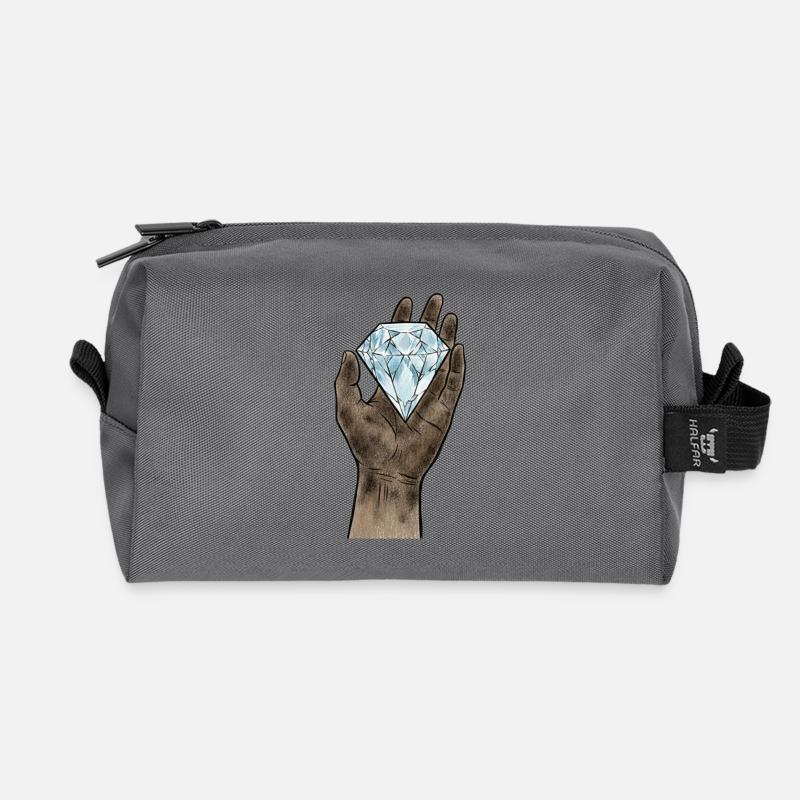 Minimalistischer handgefertigter Diamant - Recycelte Kulturtasche - Anthrazit