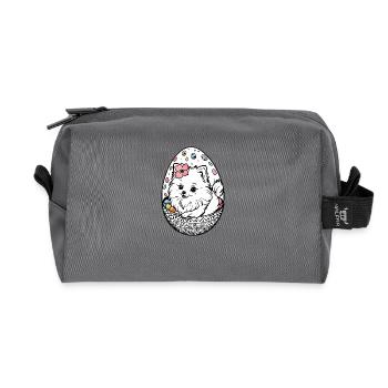 Poméranien Poméranien Aquarelle de Pâques - Trousse de toilette en tissu recyclé - anthracite - Devant