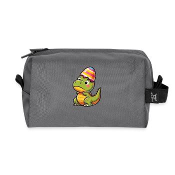 Easter T-Rex in Eggshell, Clumsy - Recycled Toiletry Zip Bag - anthracite - Front