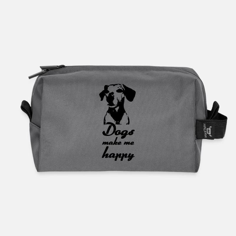 Dogs make me happy - Hunde, Sprüche, Geschenk - Recycelte Kulturtasche - Anthrazit