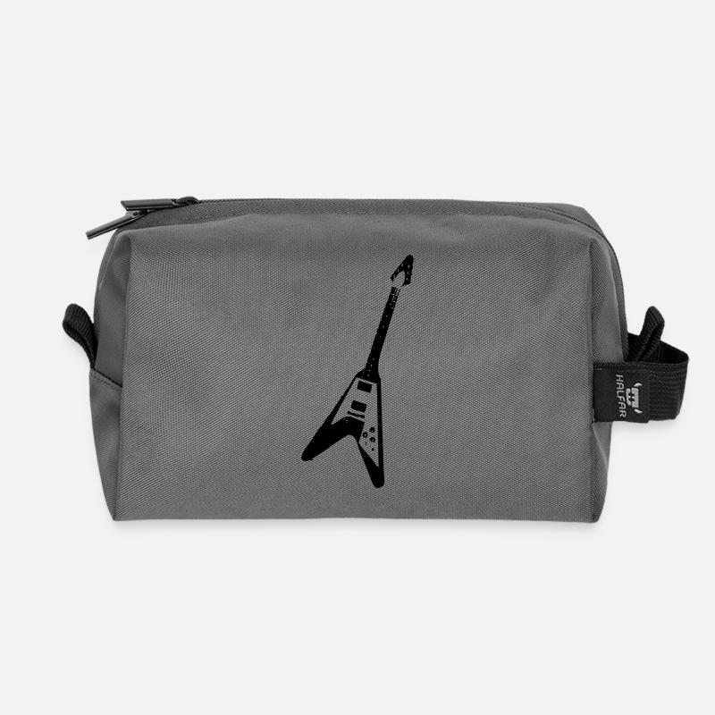 Flying V Guitar - Recycled Toiletry Zip Bag - anthracite