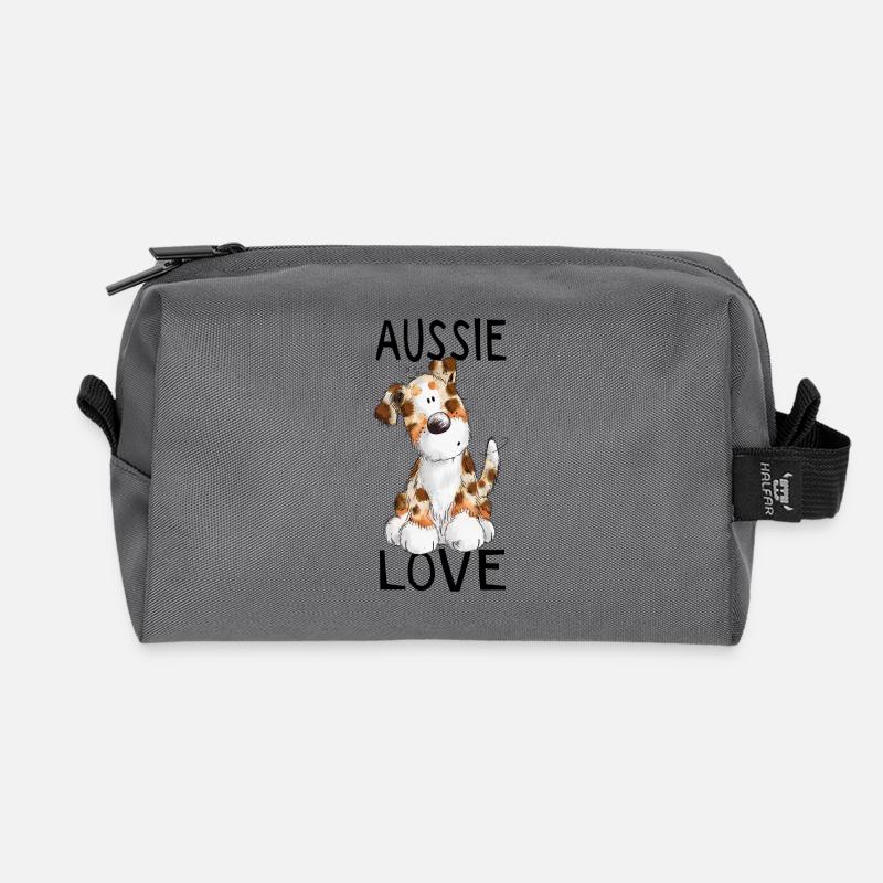I Love Aussie - Australian Shepherd - Geschenk - Recycelte Kulturtasche - Anthrazit