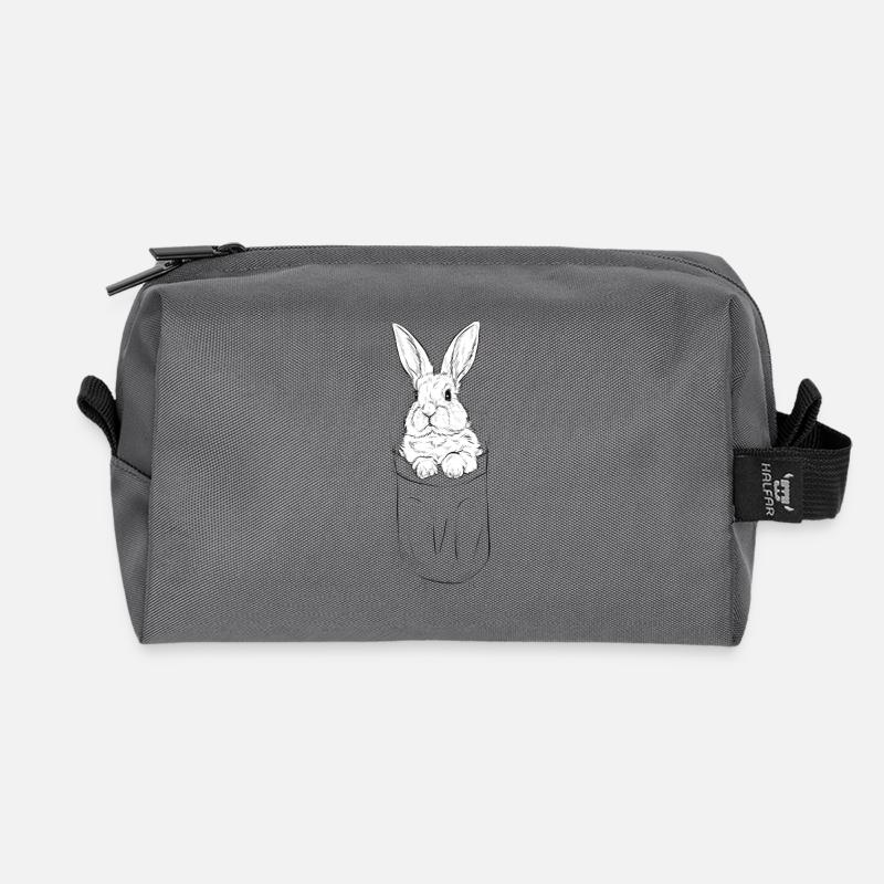 cute rabbit in bag - Recycled Toiletry Zip Bag - anthracite