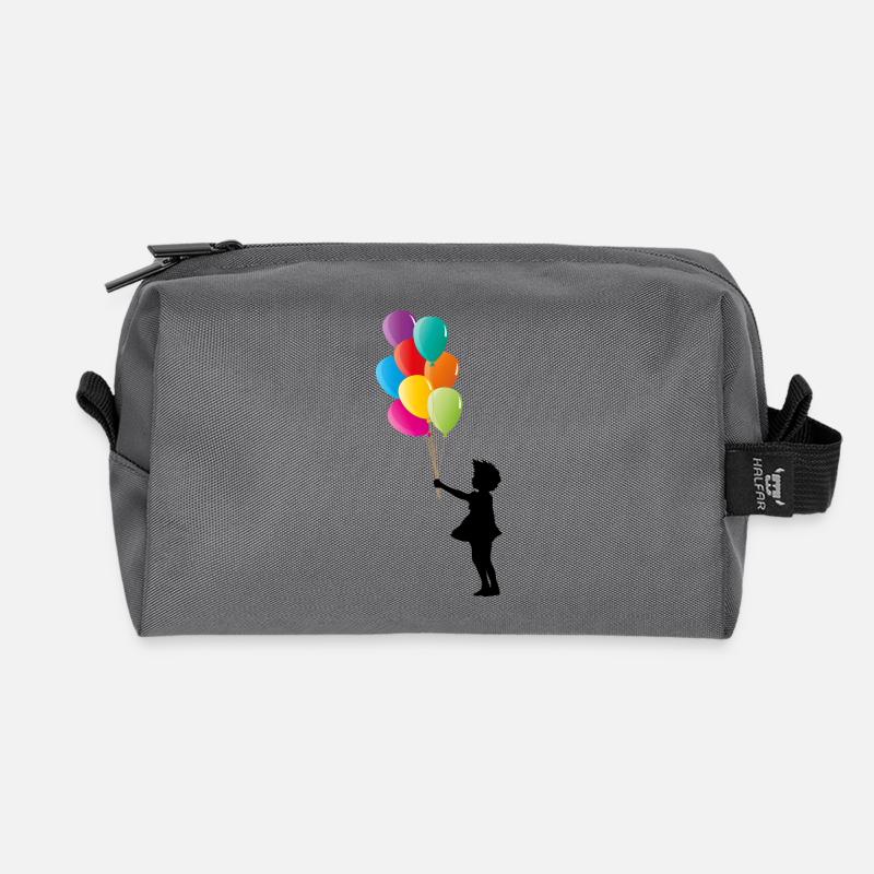Mädchen mit bunten Luftballons - Recycelte Kulturtasche - Anthrazit