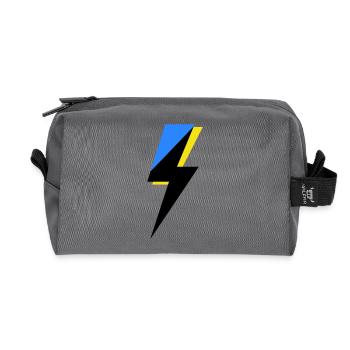 Blue and Yellow Geometry - Recycled Toiletry Zip Bag - anthracite - Front