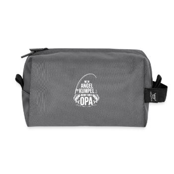 Opa und Enkel Angeln Angelbuddys. Geschenk für Opa - Recycelte Kulturtasche - Anthrazit - Vorne