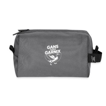 Gans oder garnix Gans und lustiger Spruch - Recycelte Kulturtasche - Anthrazit - Vorne