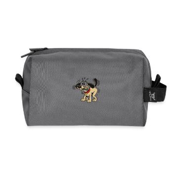 Funny Cartoon Dog Poop Pose Puppy Humor Art - Recycelte Kulturtasche - Anthrazit - Vorne
