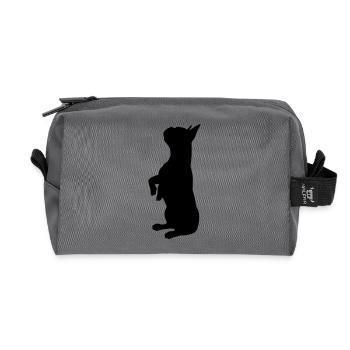 Französische Bulldogge Frettchen - Recycelte Kulturtasche - Anthrazit - Vorne