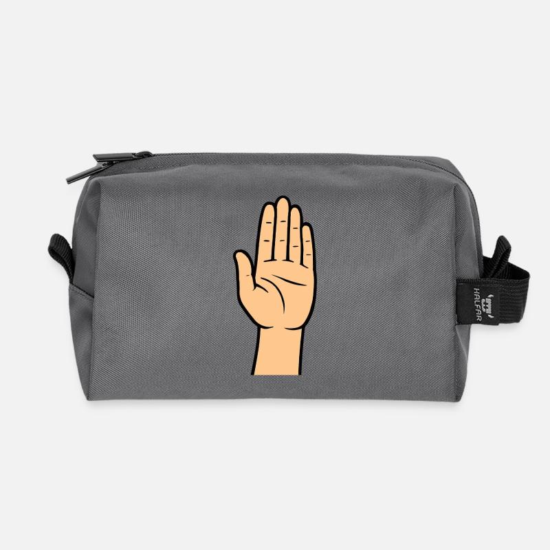 Hand Comic - Recycled Toiletry Zip Bag - anthracite
