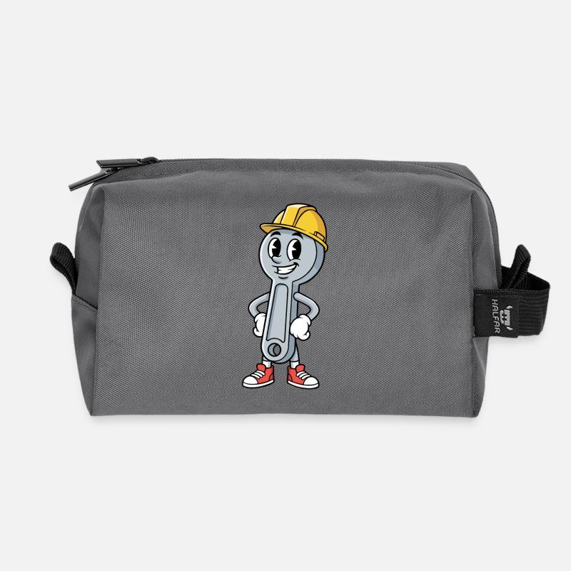 Techniker Cartoon Schraubenschlüssel Humor Mechaniker - Recycelte Kulturtasche - Anthrazit