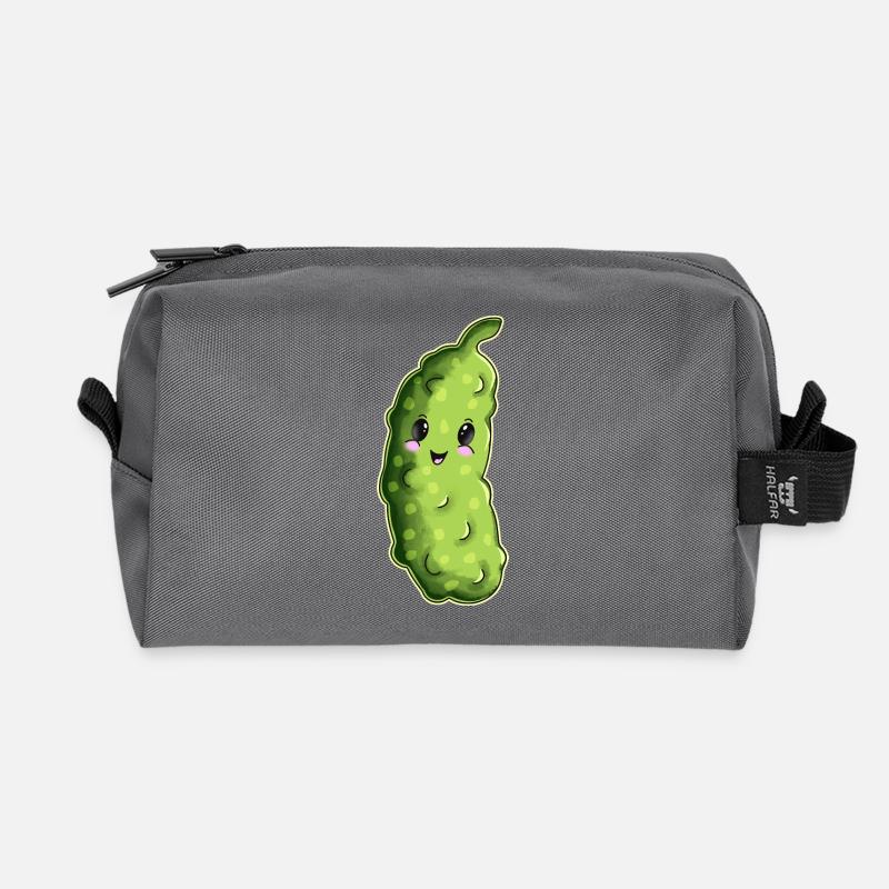 Cuddly Cucumber Cartoon - Recycled Toiletry Zip Bag - anthracite