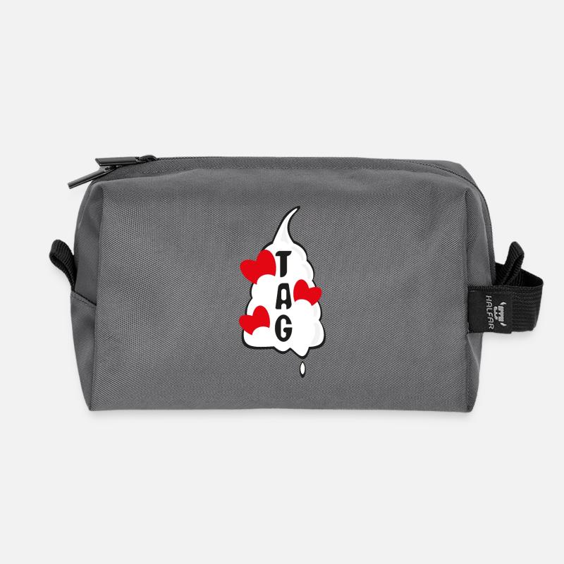 Sahne mit Herzen und viel Liebe. - Recycelte Kulturtasche - Anthrazit