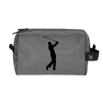 Golf Golfer Golfspieler Golfplatz - Recycelte Kulturtasche - Anthrazit - Vorne