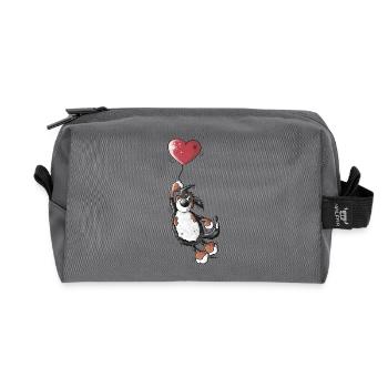 Bouvier bernois avec le coeur - Trousse de toilette en tissu recyclé - anthracite - Devant