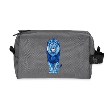 Geometric Blue Lion - Recycled Toiletry Zip Bag - anthracite - Front