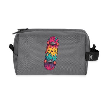 Flammen-Skateboard Lachendes Gesicht - Recycelte Kulturtasche - Anthrazit - Vorne