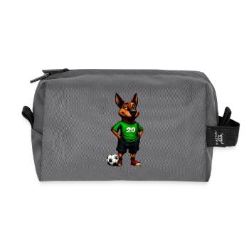 Hunde Fussball grün - Recycelte Kulturtasche - Anthrazit - Vorne