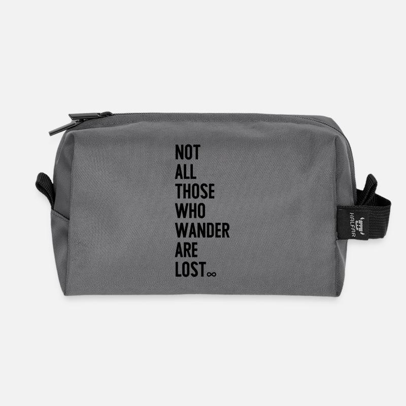 Not all those who wander are lost - Recycled Toiletry Zip Bag - anthracite