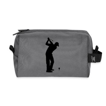 Golf Golfer Golfspieler Golfplatz - Recycelte Kulturtasche - Anthrazit - Vorne