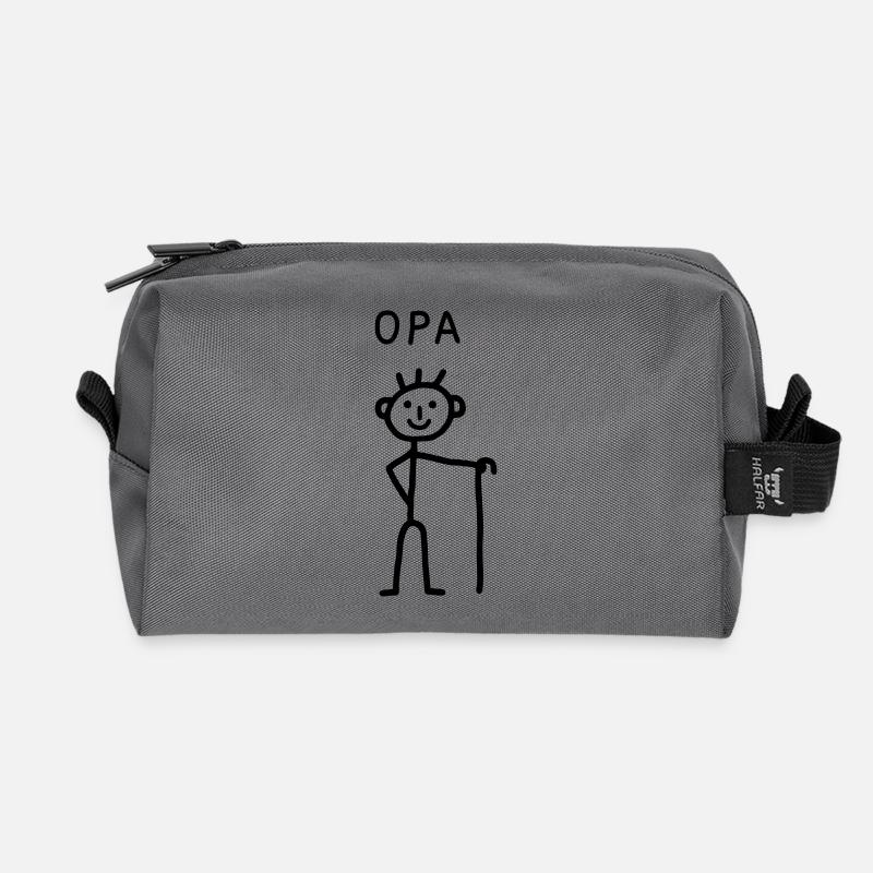 Opa mit Krückstock - Recycelte Kulturtasche - Anthrazit