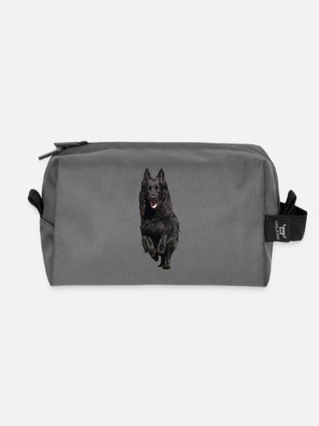 schwarzer Schäferhund Front - Recycelte Kulturtasche - Anthrazit