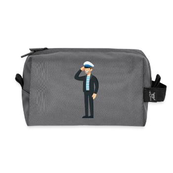 Nautic Design Maritime Striped Saluting Captain - Recycled Toiletry Zip Bag - anthracite - Front