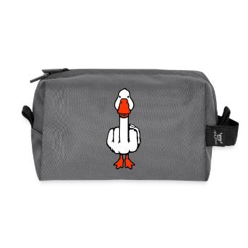 Goose Middle Finger Rebel Sarcastic Insult - Recycled Toiletry Zip Bag - anthracite - Front