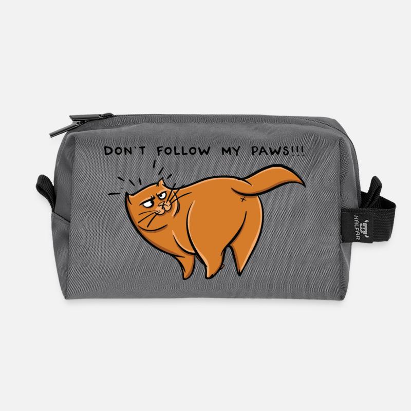 Don t follow my paws - Recycled Toiletry Zip Bag - anthracite