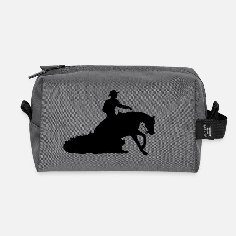 Sliding Stop Western Riding - Recycled Toiletry Zip Bag - anthracite