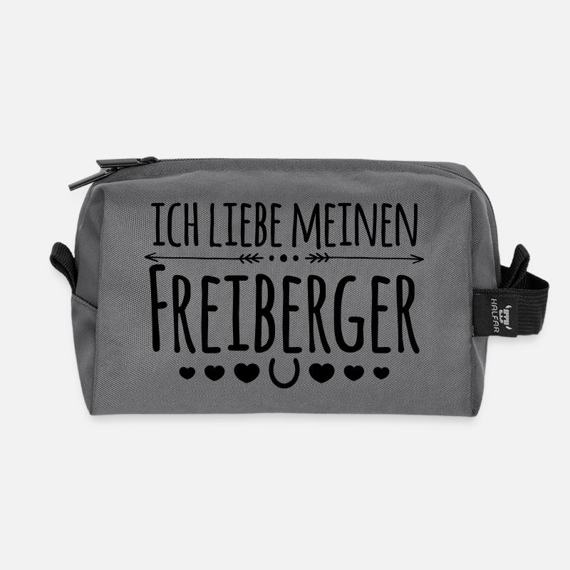 Ich liebe meinen Freiberger - Reiter Geschenk - Recycelte Kulturtasche - Anthrazit