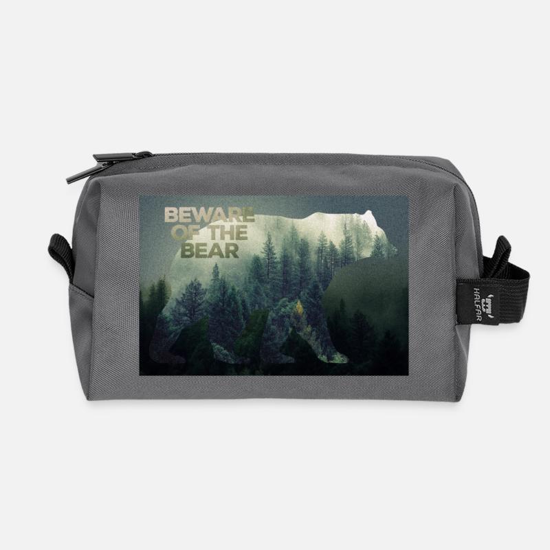 Wilderness Bears poster - Recycled Toiletry Zip Bag - anthracite