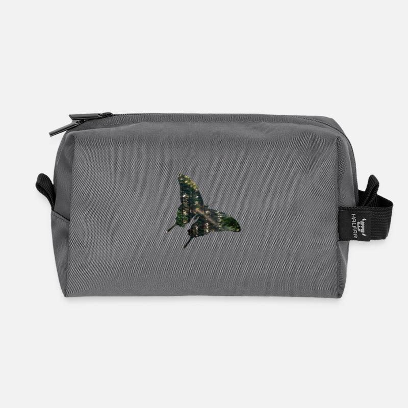 Butterfly forest - Recycled Toiletry Zip Bag - anthracite