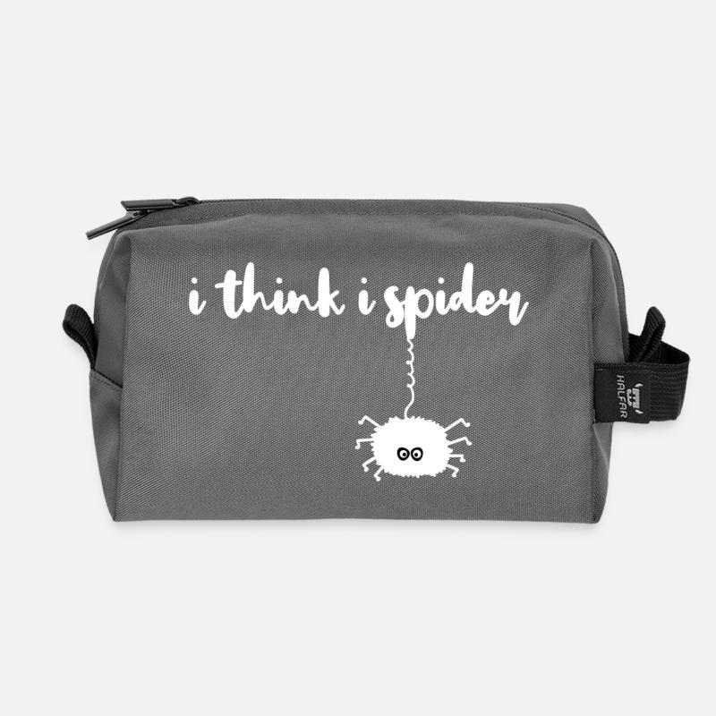 i think i spider, ich glaub ich spinne Lustig - Recycelte Kulturtasche - Anthrazit
