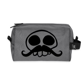 mustachioed skull with funny mustache - Recycled Toiletry Zip Bag - anthracite - Front