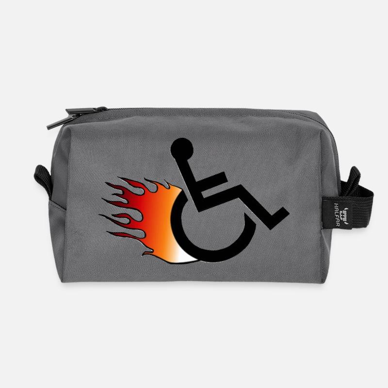 Flammender Rollstuhl. Rollstuhl mit Flammen # - Recycelte Kulturtasche - Anthrazit