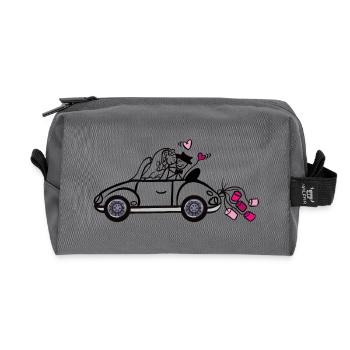 Strichmännchen Hochzeit - Recycelte Kulturtasche - Anthrazit - Vorne
