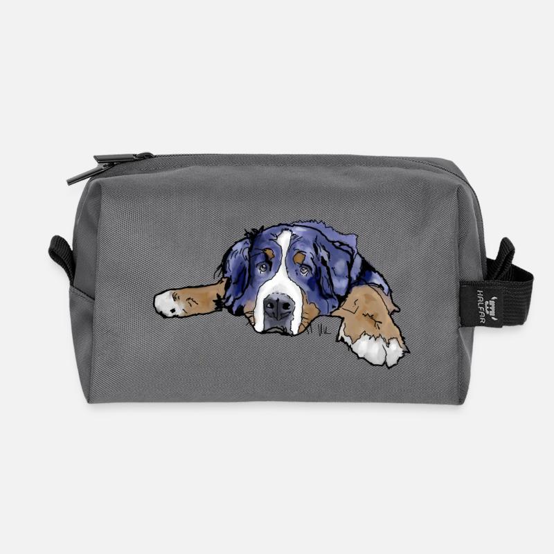 Bernese Mountain Dog - Recycled Toiletry Zip Bag - anthracite