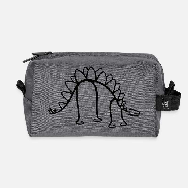 Dinosaurier Stegosaurus Dino Liniengrafik - Recycelte Kulturtasche - Anthrazit
